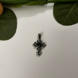 Small obsidian cross pendant